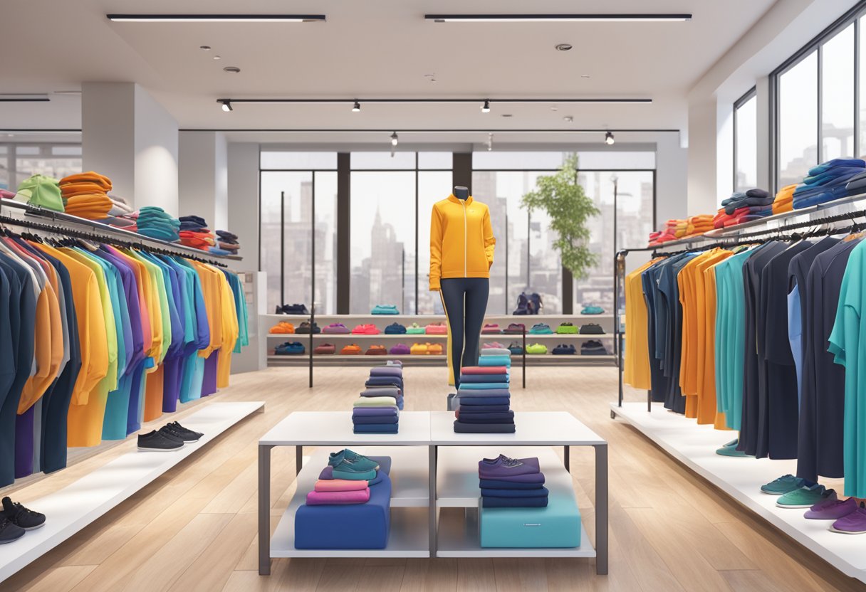 Top active wear brands display size 20 clothing in a vibrant, well-lit store setting, with a variety of styles and colors showcased on sleek mannequins and clothing racks