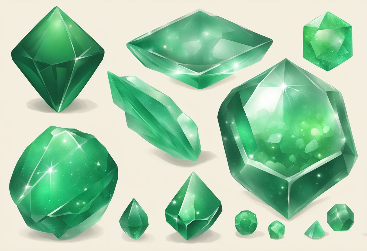 Aventurine's physical properties: green, sparkly, smooth, and translucent