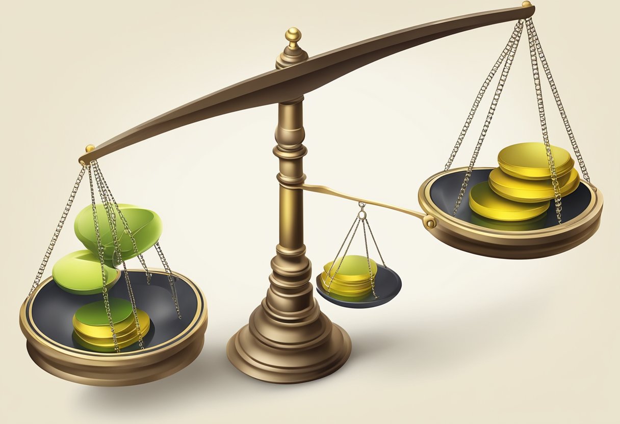 A scale balancing wealth and taxes, symbolizing the "Principle of Ability to Contribute."