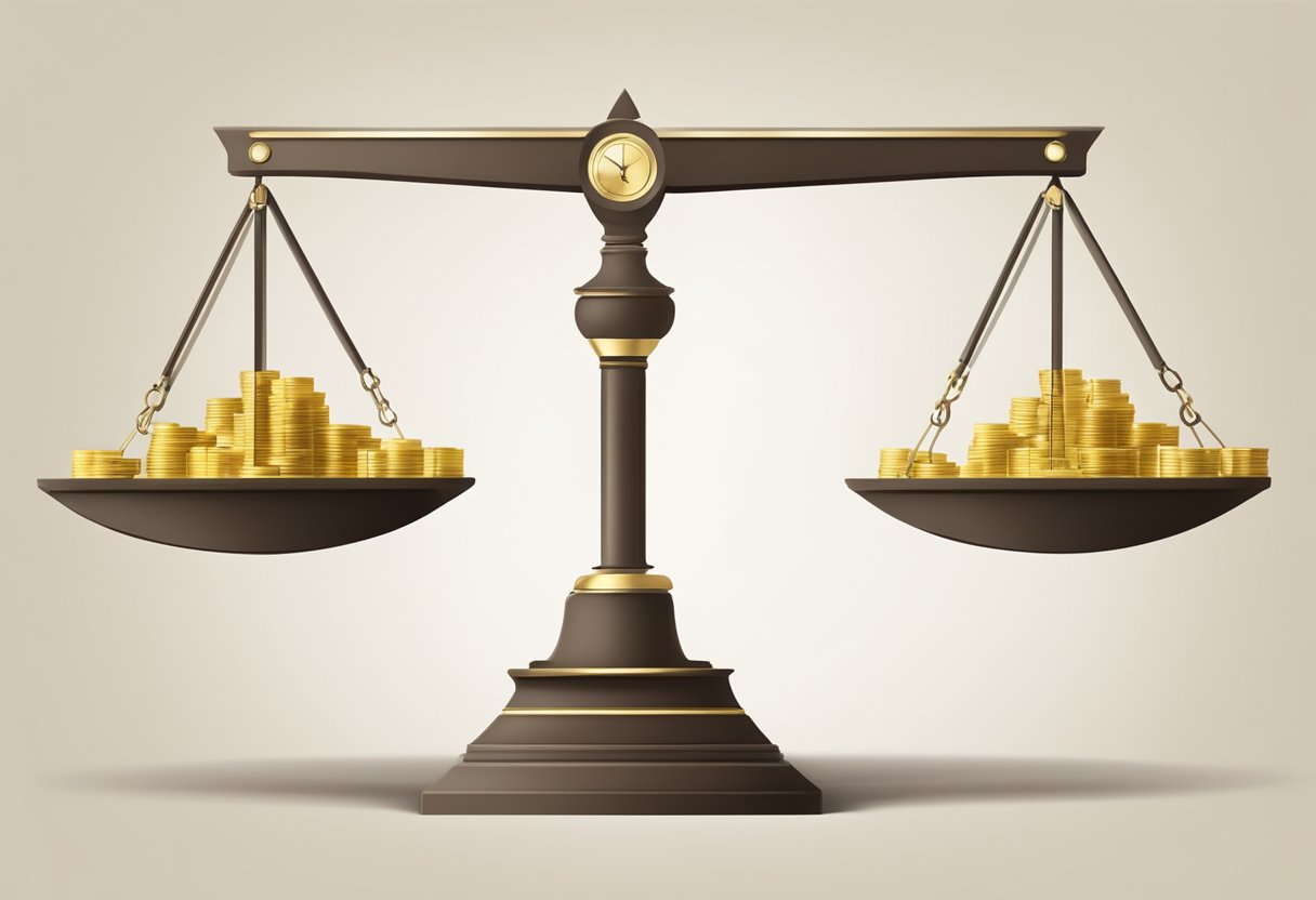 A scale balancing wealth and taxes, symbolizing the principle of capacity to contribute