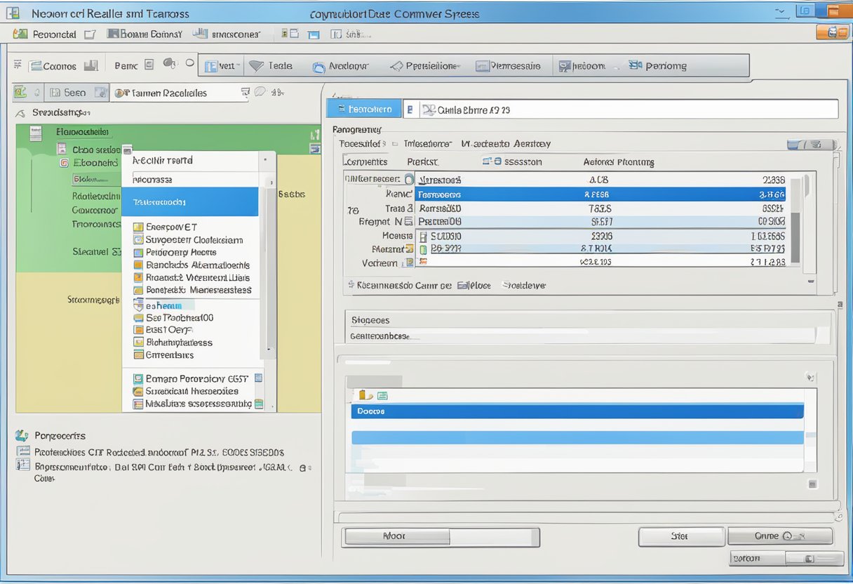 A computer screen displays a list of installed .NET Framework versions, with a cursor hovering over the "Properties" option for more details