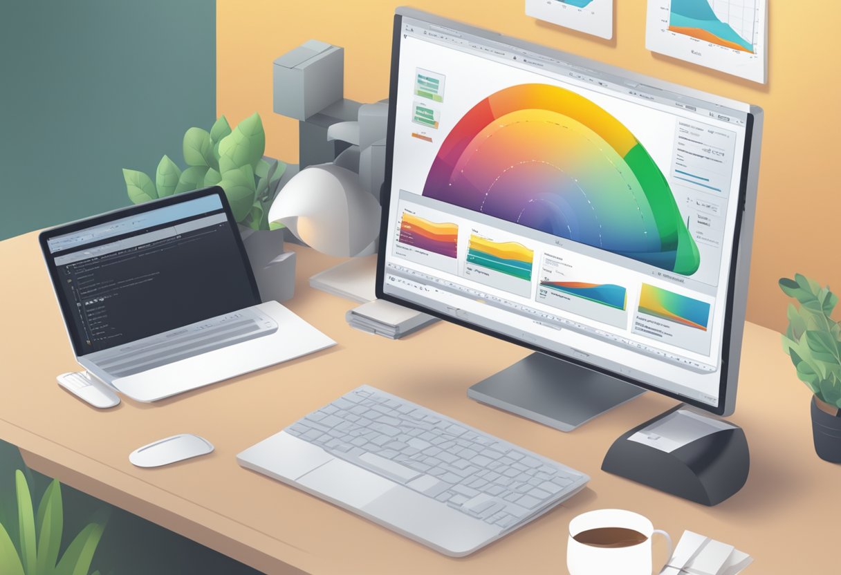 A computer screen displaying a PDF file with a slider bar labeled "Compression" being adjusted to reduce file size