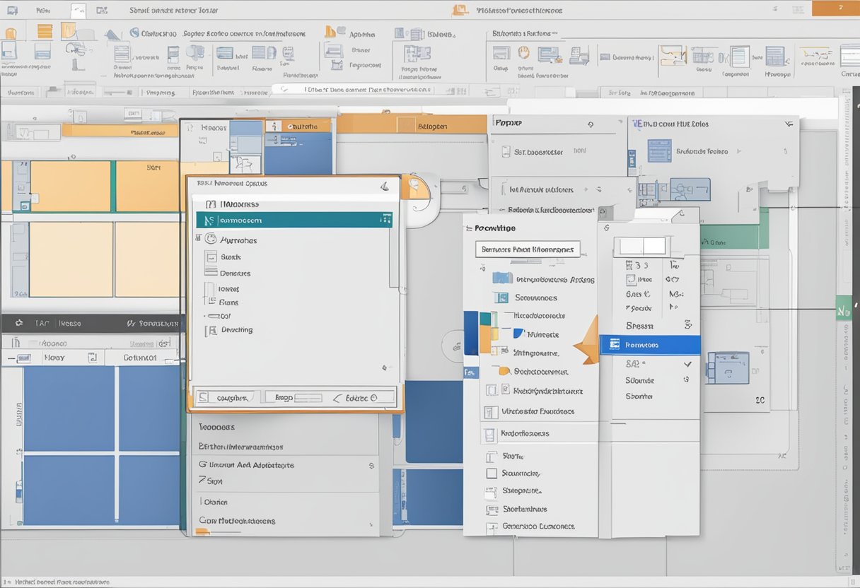In Slide Master View, the user edits the master slide in PowerPoint, selecting and adjusting layout elements
