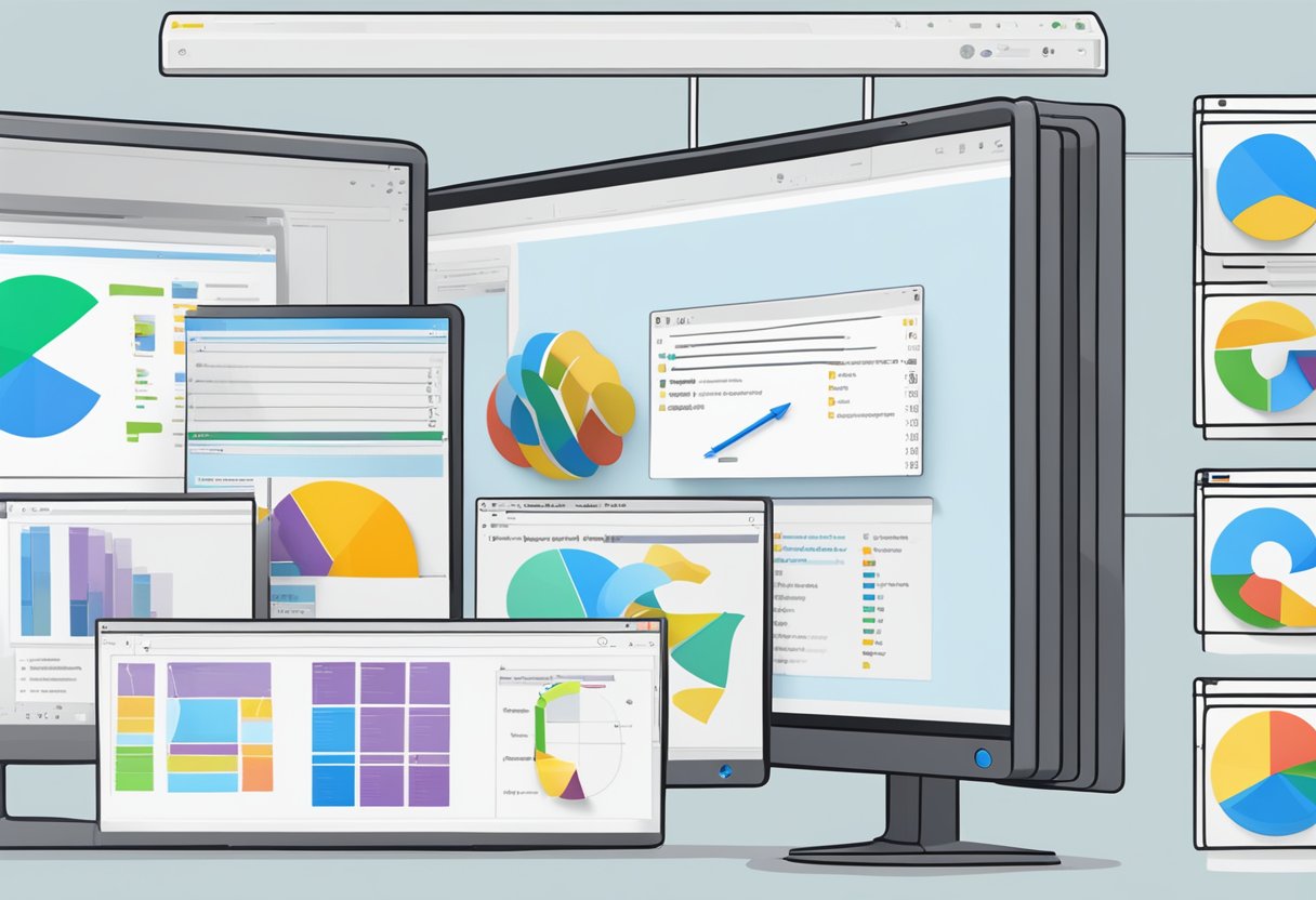 A computer screen displays a file explorer window with multiple identical files highlighted. The cursor hovers over a "search" bar, indicating the process of finding duplicate files in Windows 10