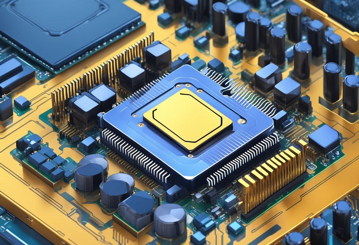 A CPU being carefully inserted into a compatible socket on a motherboard, with attention to proper alignment and secure installation