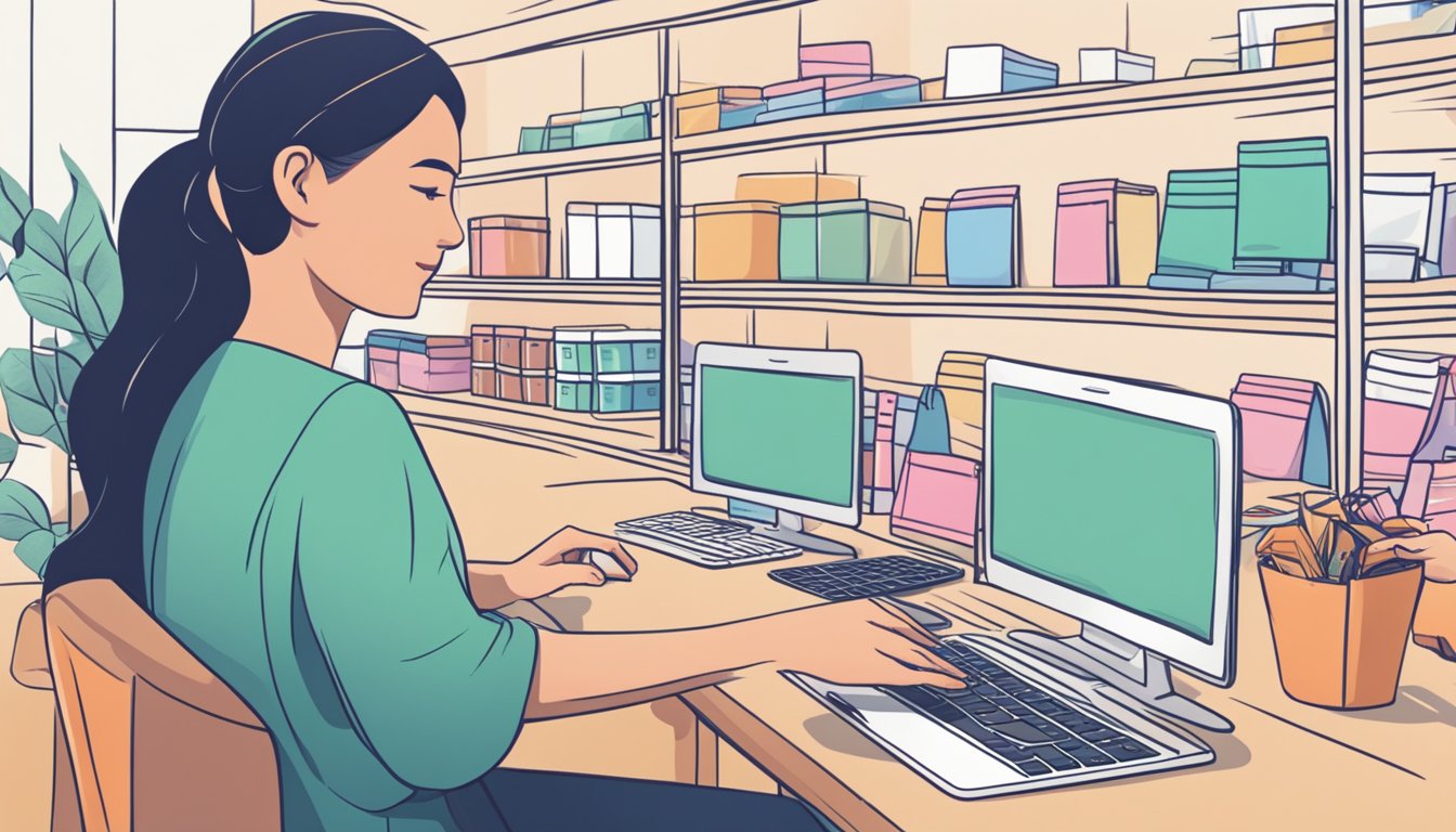 A person browsing online, selecting items, and choosing "Buy Now Pay Later" option at checkout in Singapore