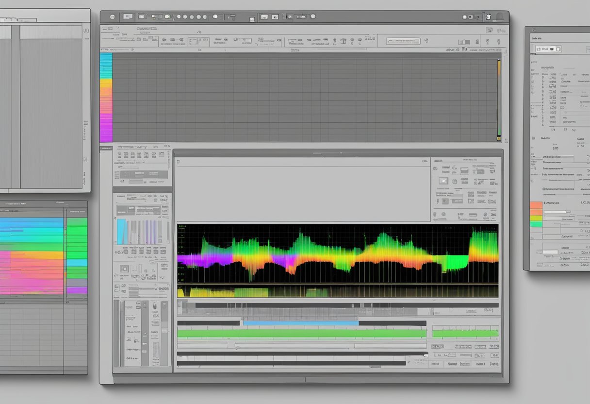 A computer screen showing Ableton Live software with CPU usage bar decreasing. Mouse pointer adjusting performance settings