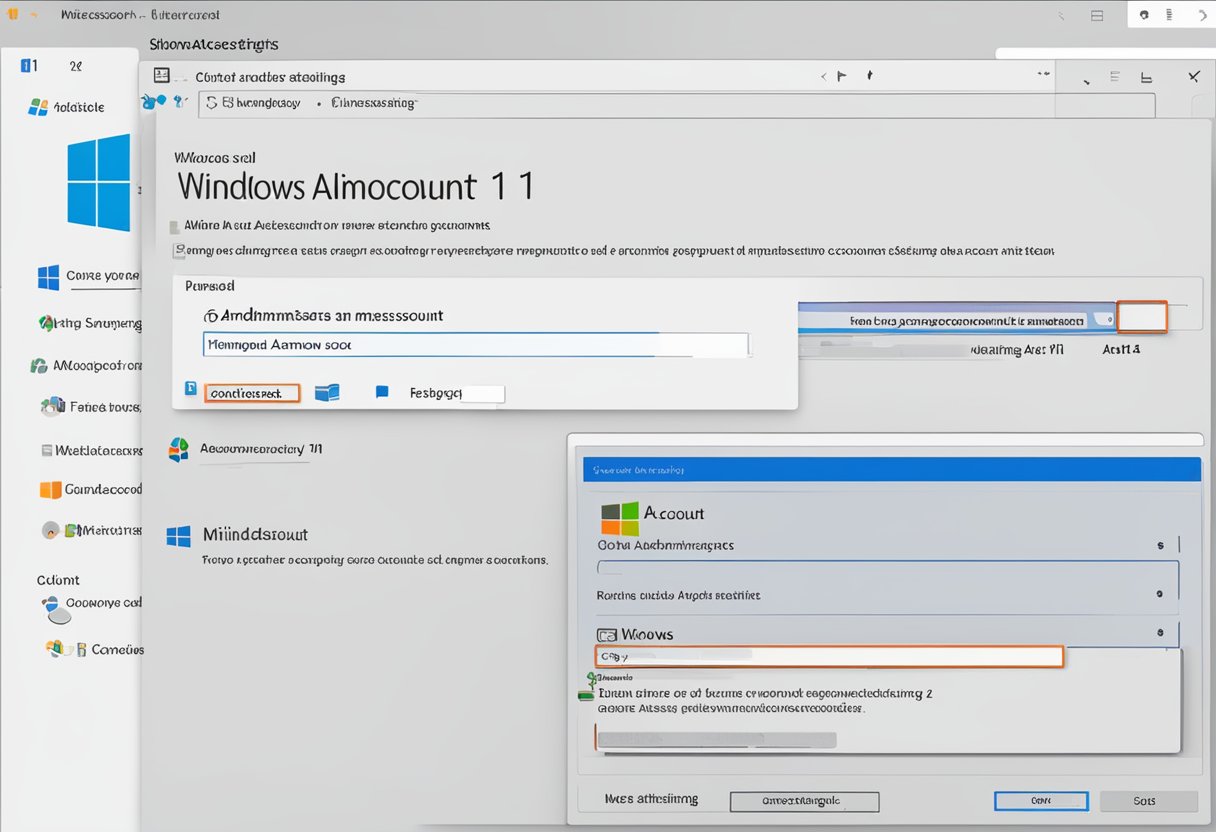 A computer screen displaying the Windows 11 user account settings with the option to remove a Microsoft administrator account highlighted