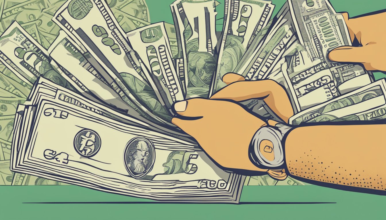 A hand holding a stack of cash with lifestyle items in the background. Text reads "Cash Rebates for Lifestyle and Consumption" in bold letters