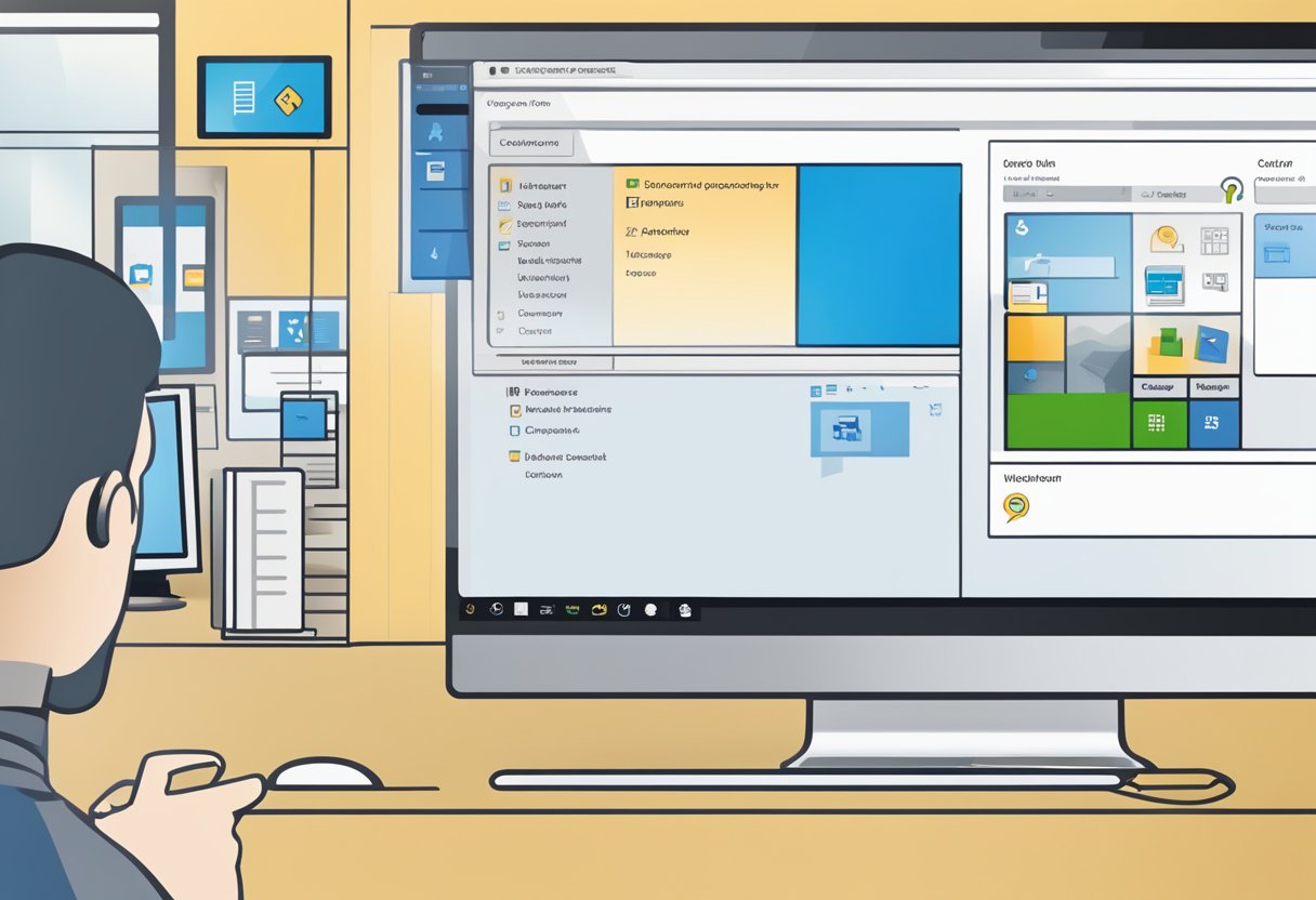 A computer screen displaying the Windows 10 desktop with a user account logged in. A cursor hovers over the user icon, and a dropdown menu shows the option to "sign out."