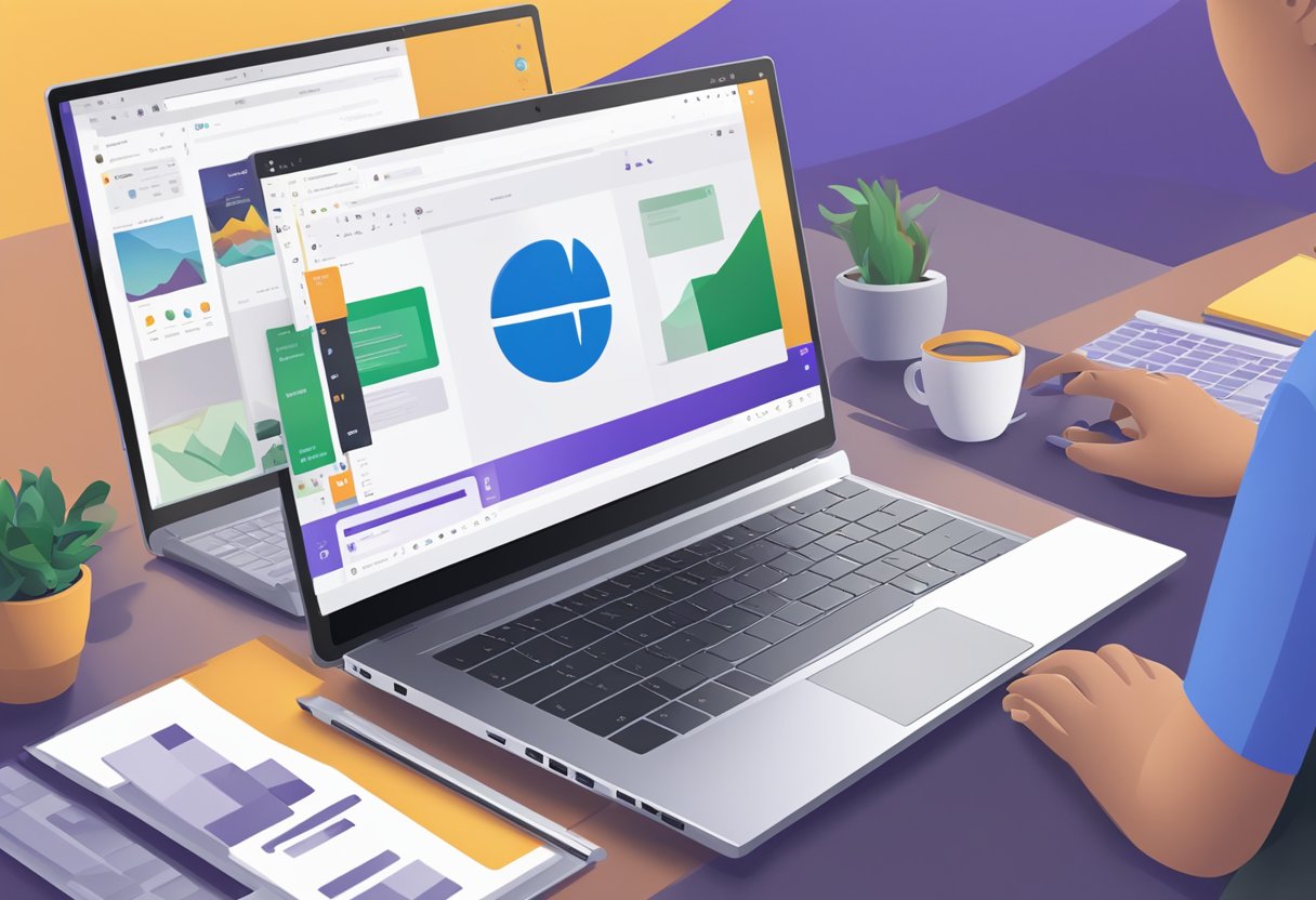 A laptop with Microsoft Teams open, showing the "Start a Conference" button