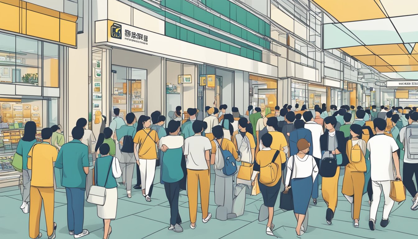 A group of people locating participating merchants in Singapore's CDC program