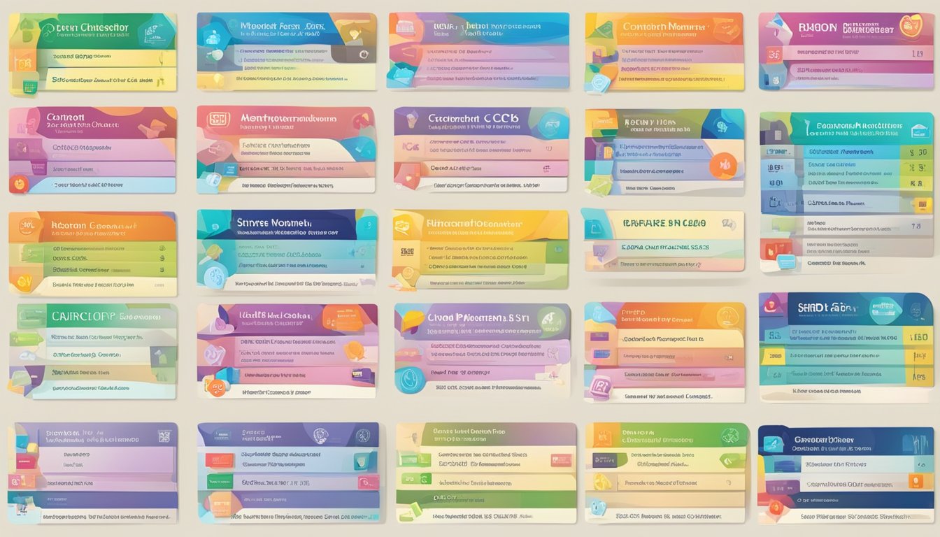 A colorful list of CDC voucher merchant names in Singapore, with logos and contact information displayed prominently