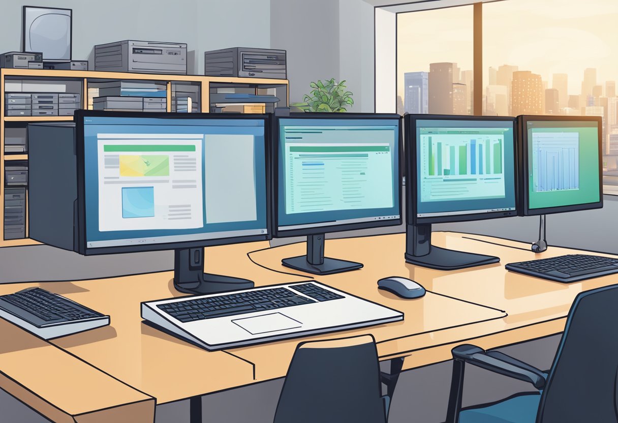 A computer with multiple programs open, one program running slowly while others run smoothly