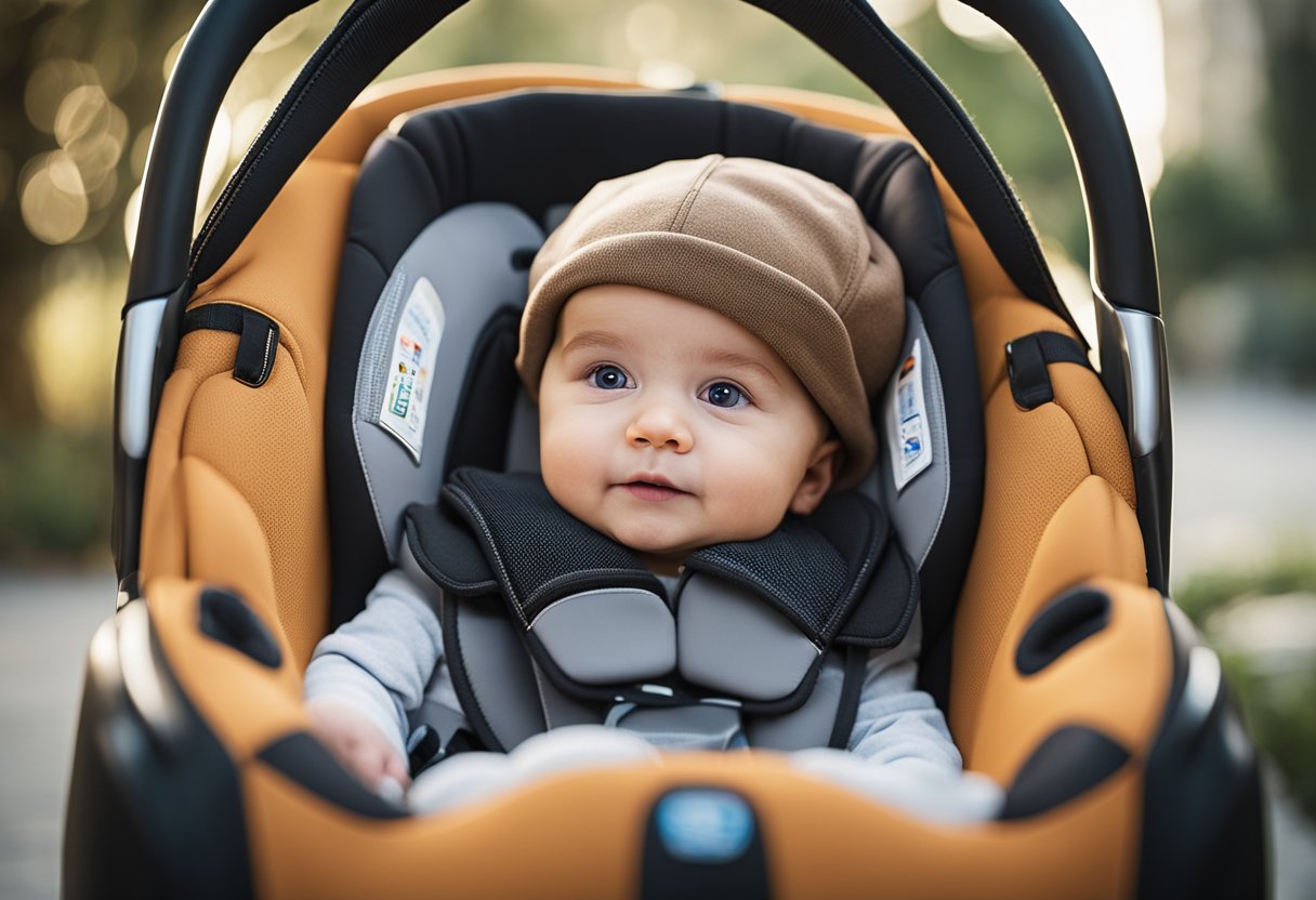 The baby trend infant car seat features sturdy construction and safety mechanisms