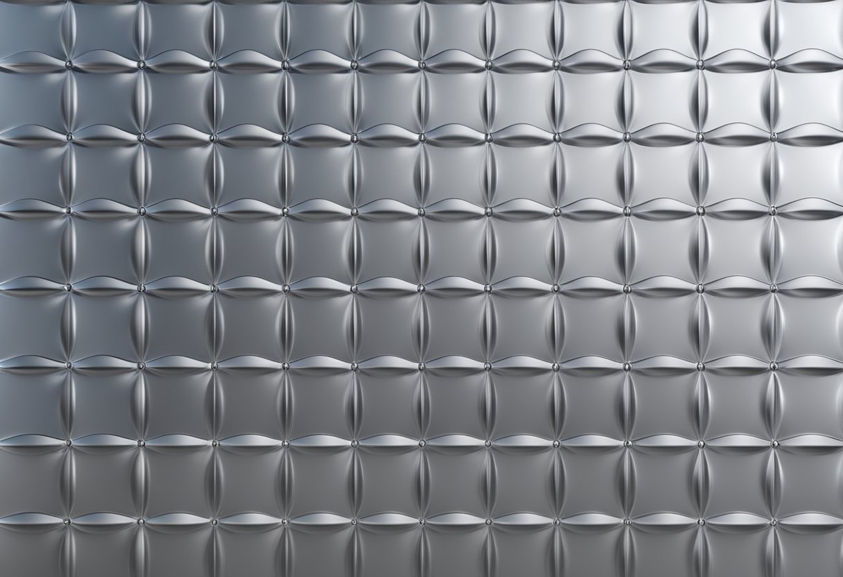 An insulated aluminum panel reflects sunlight, with a smooth, metallic surface and visible rivets around the edges