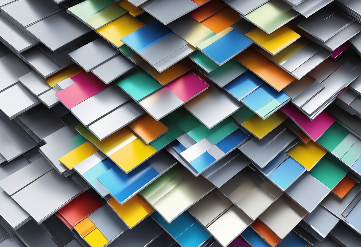 Several aluminum composite panel sheets stacked against a warehouse wall