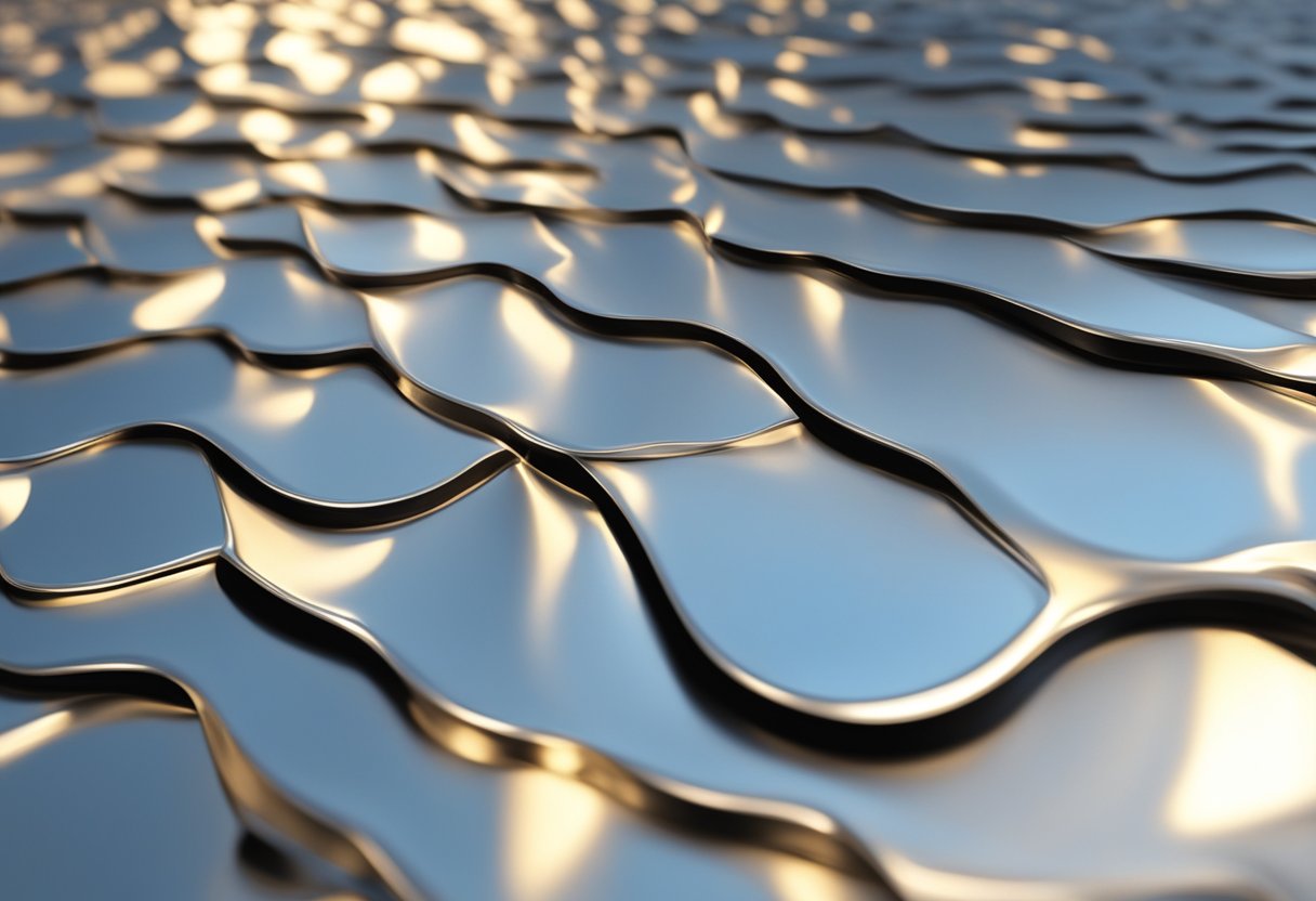 A foamed aluminum panel gleams in the sunlight, its textured surface catching the light and casting shadows