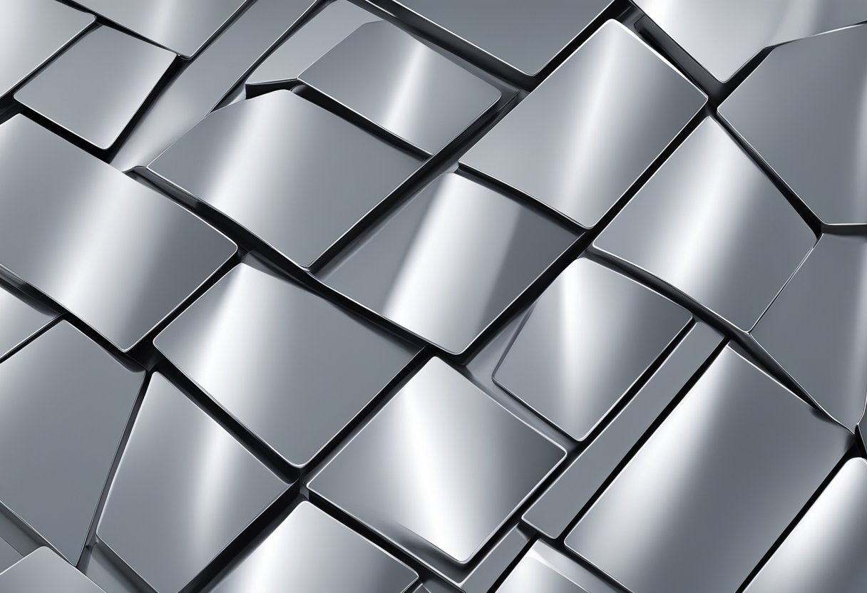 A close-up of an aluminum composite panel, showing its texture and reflective properties