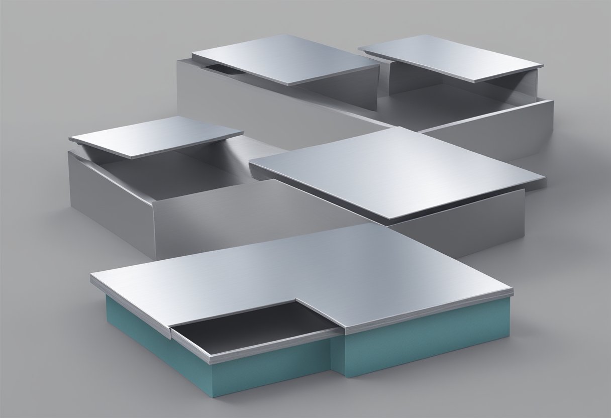 Two aluminum panels sandwiching a core material, creating a composite structure