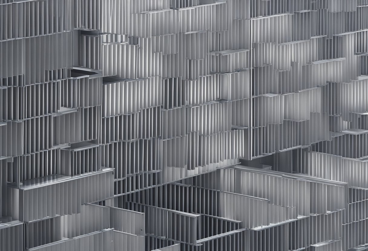 An overhead view of an aluminum louver panel, showing its sleek and modern design