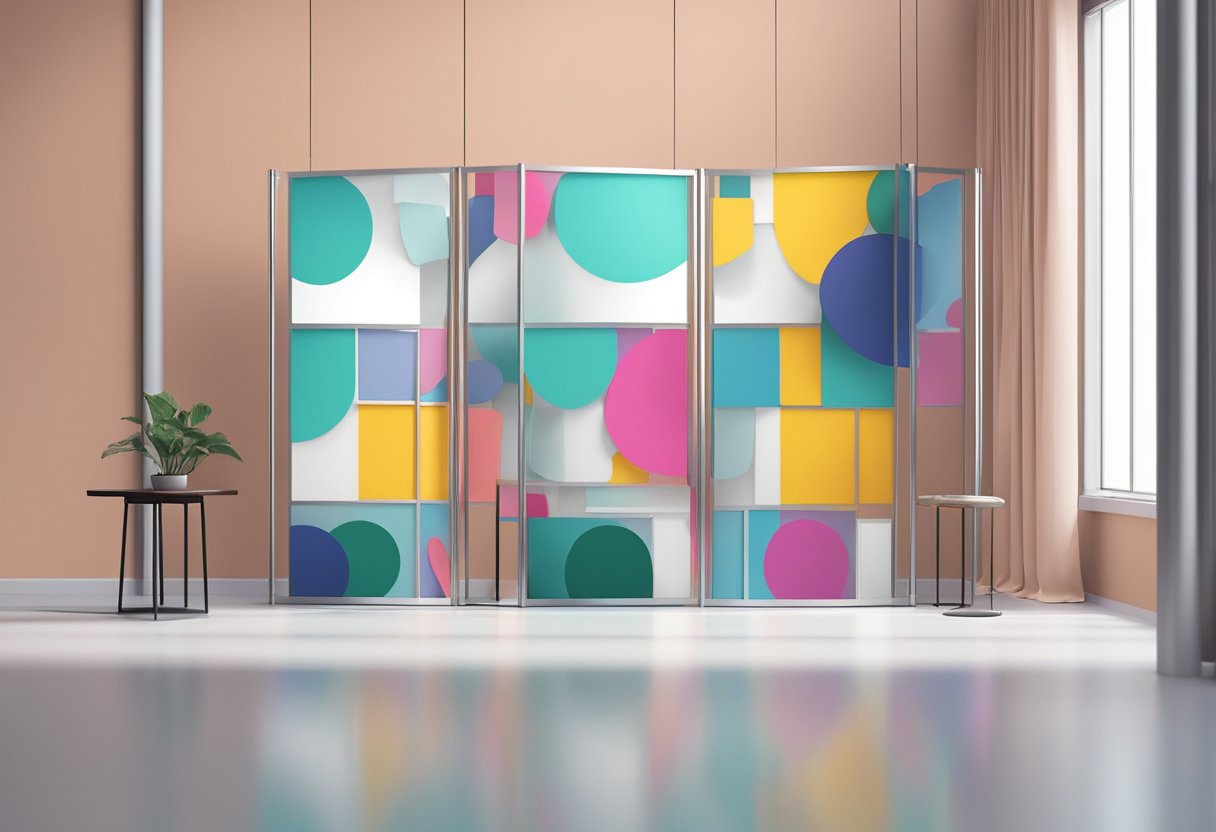 An aluminum screen panel stands against a backdrop, with a clean and modern design