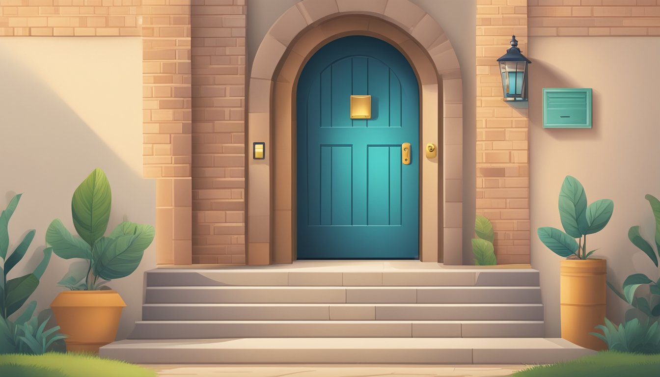 A person's credit score appears as a barrier or gateway to various financial opportunities, depicted by a locked door and an open pathway