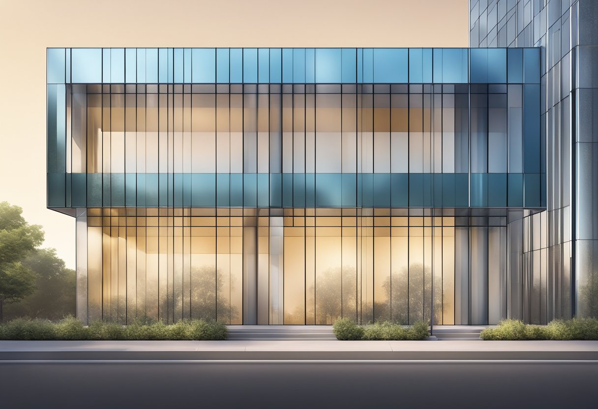 A sleek aluminum curtain wall panel reflects light against a modern building facade