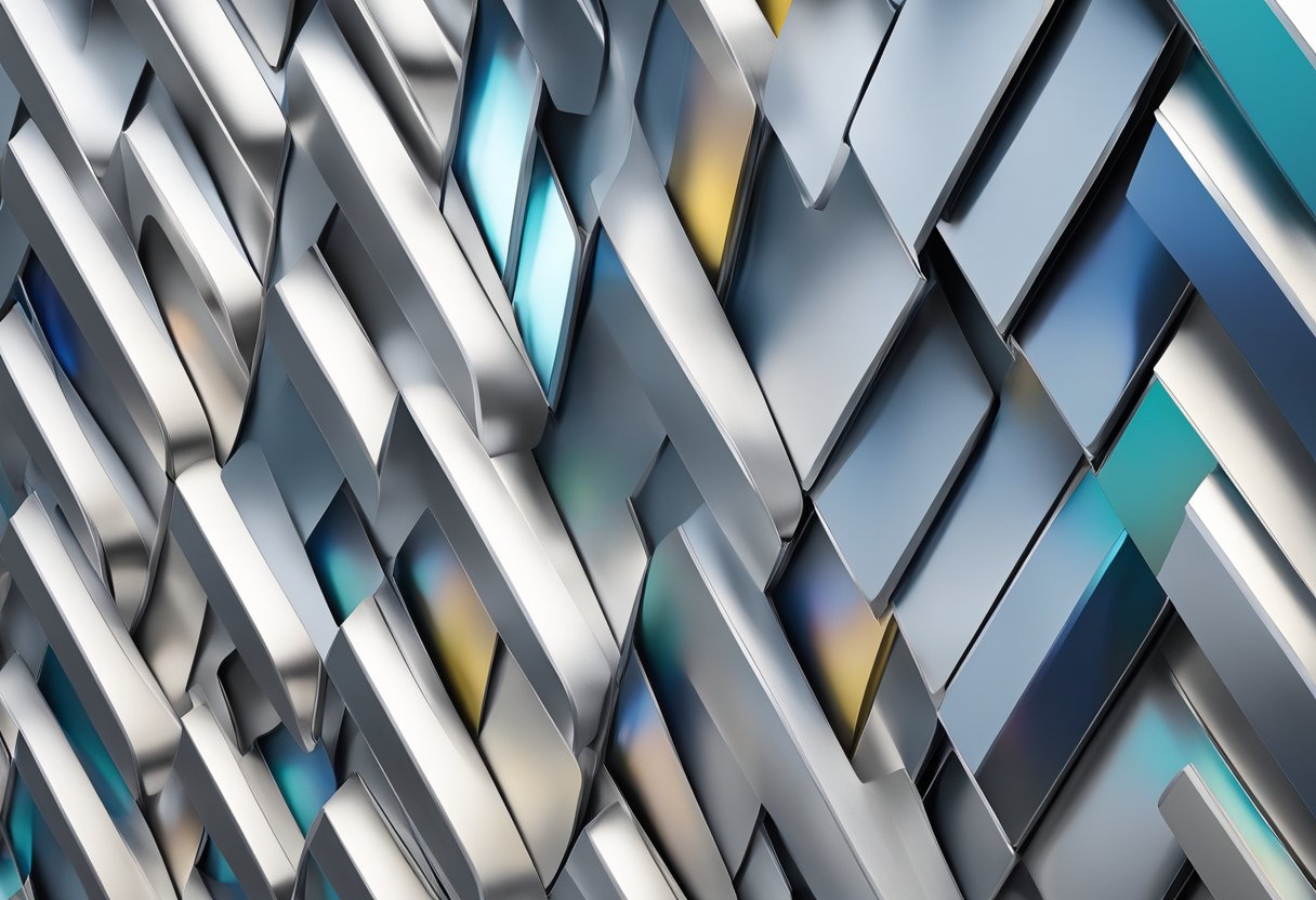 A close-up view of aluminum composite panels forming a sleek, modern wall panel