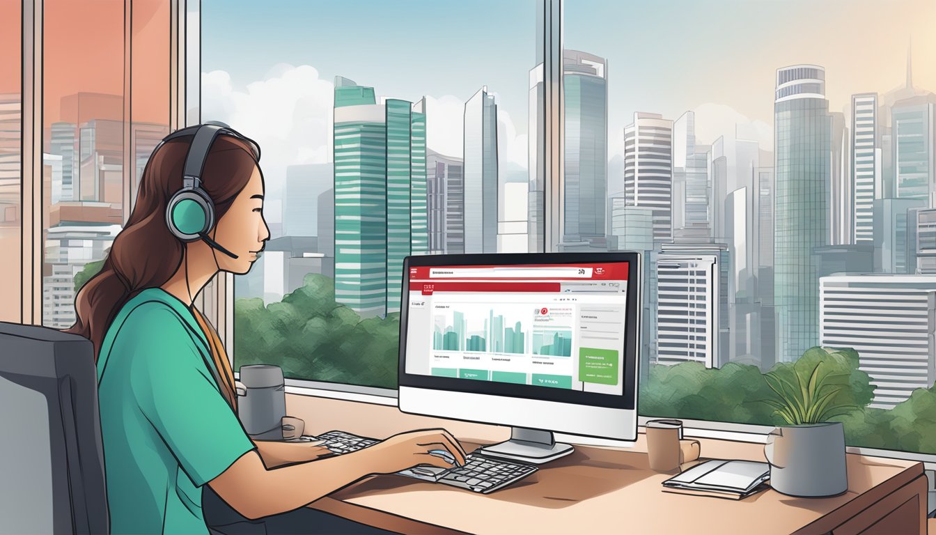 A computer screen showing the Cimb FastSaver account homepage, with the Singapore skyline in the background