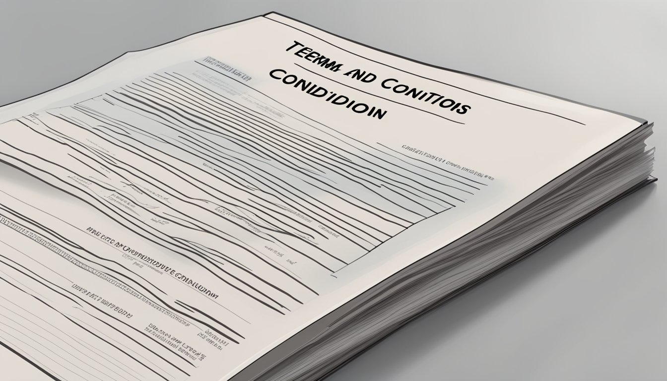 A stack of legal documents with "Terms and Conditions CIMB Personal Loan Singapore" prominently displayed on the cover