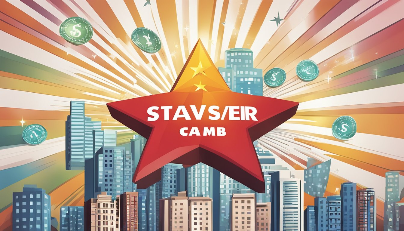 A shining star with the word "CIMB Starsaver" is surrounded by rising interest rates and increasing returns, symbolizing the financial growth potential in Singapore