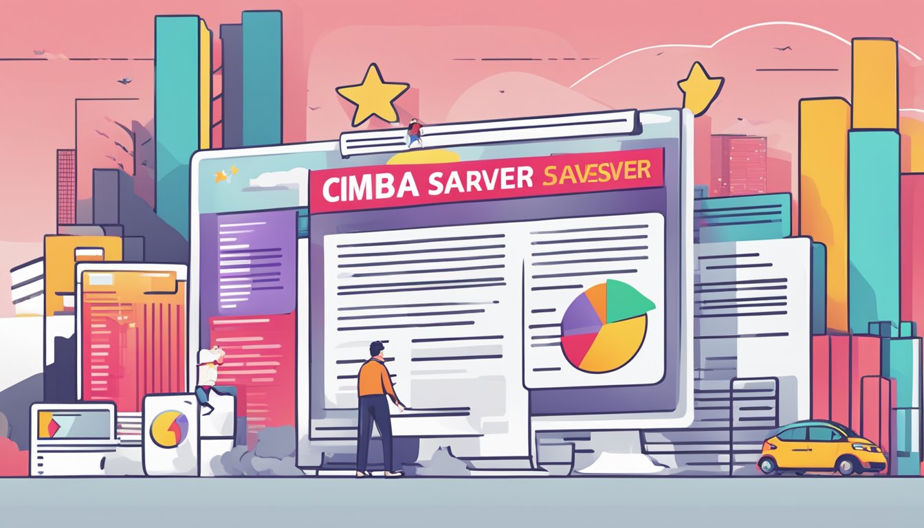 A bright and colorful display of a FAQ page with the title "CIMB Starsaver Interest Rate Singapore" prominently featured