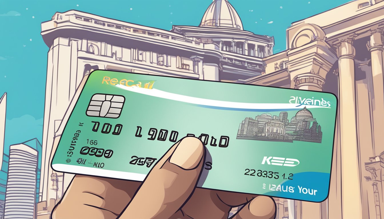 A hand holds a Citi Cash Rewards card against a backdrop of iconic Singapore landmarks, with the words "Redeeming Your Rewards" prominently displayed