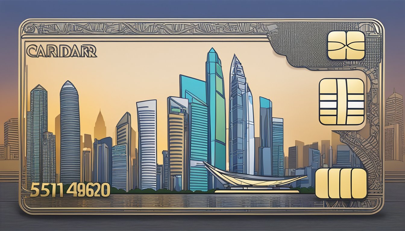 A sleek metal credit card is displayed against a backdrop of iconic Singapore landmarks, symbolizing the exclusive advantages for cardholders