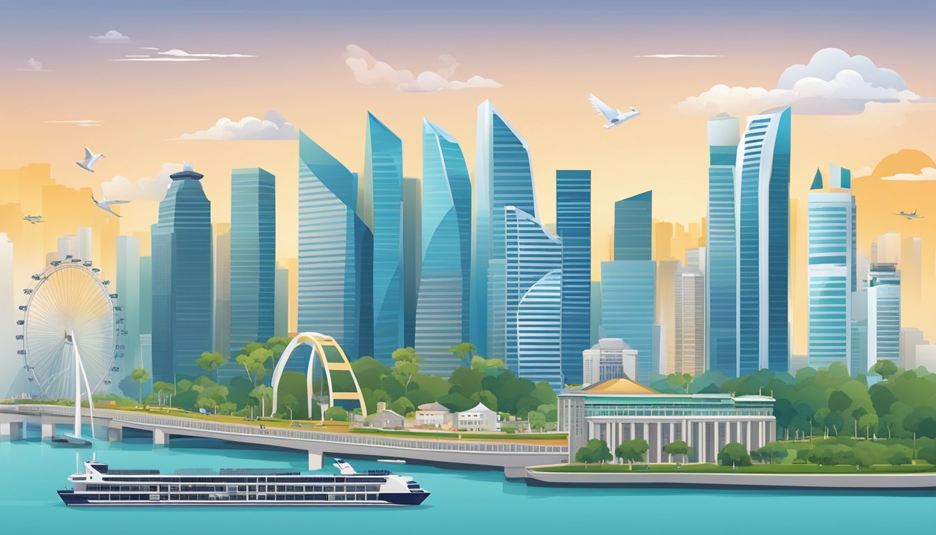 A city skyline with a prominent Singapore landmark, alongside a conversion chart from Citi miles to KrisFlyer miles