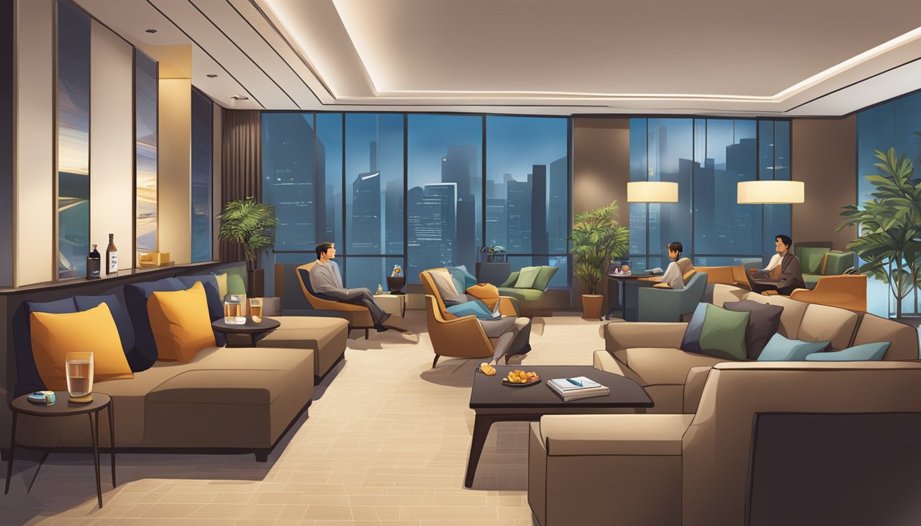 A traveler enjoys lounge access at Singapore's Citi PremierMiles, savoring complimentary amenities and comfortable surroundings