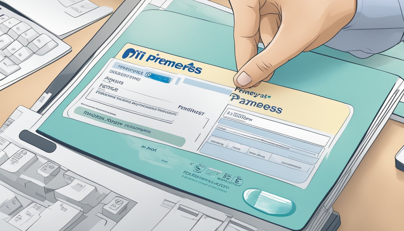 A hand reaches for a Citi PremierMiles Priority Pass application form in Singapore, with the Citi logo prominently displayed