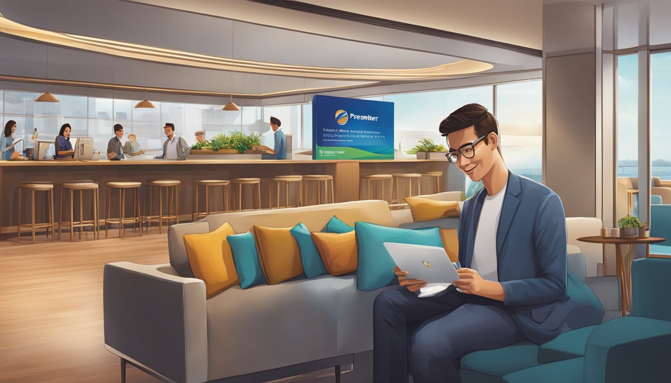 A traveler swipes a Citi PremierMiles card for lounge access, enjoying the rewards while applying for Priority Pass in Singapore