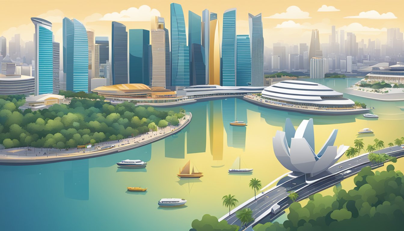 A panoramic view of Singapore's skyline with iconic landmarks and a bustling cityscape, showcasing the convenience and accessibility of Citi PremierMiles rewards
