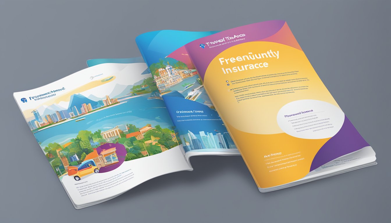 A colorful travel brochure with the title "Frequently Asked Questions Citi PremierMiles Travel Insurance Singapore" displayed prominently