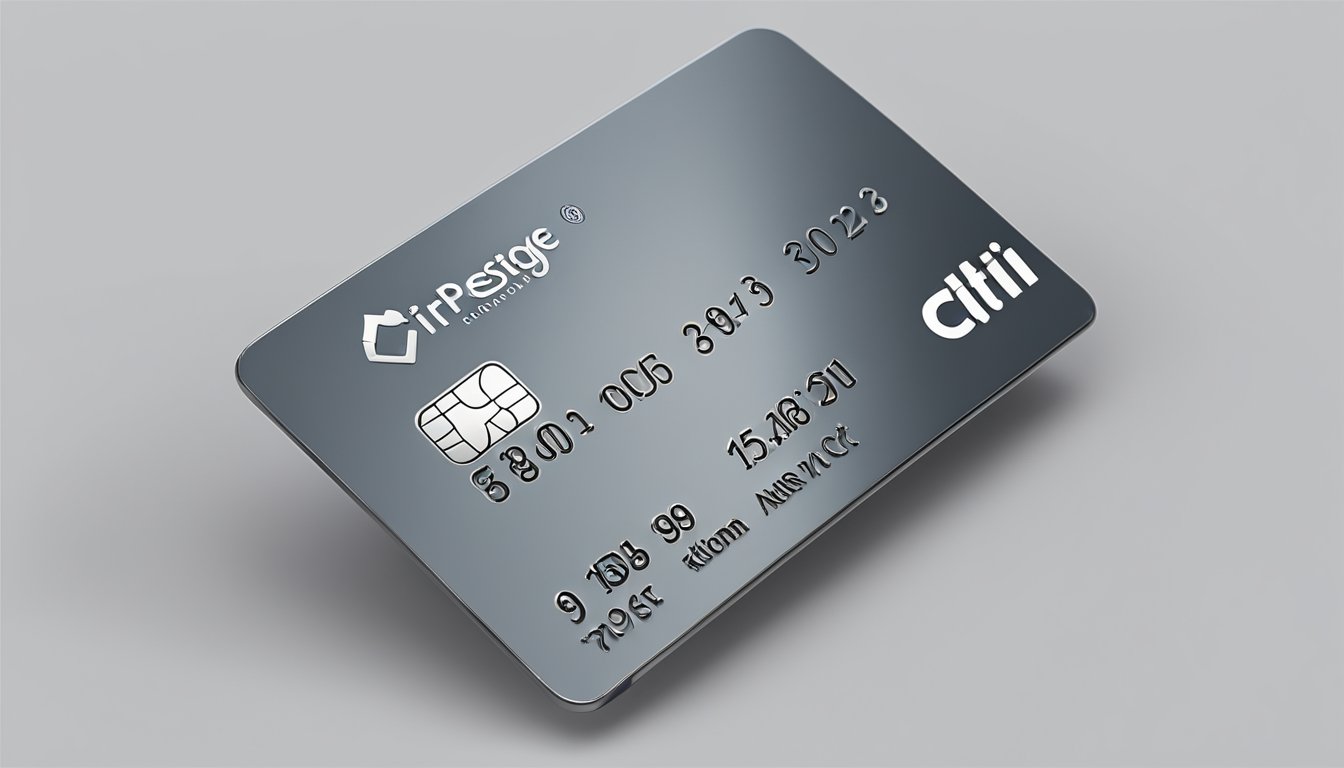 The Citi Prestige Card stands out with its sleek design and metallic finish. The card features the Citi logo prominently displayed, along with the cardholder's name and account number. The card also includes a chip for secure transactions and a hologram