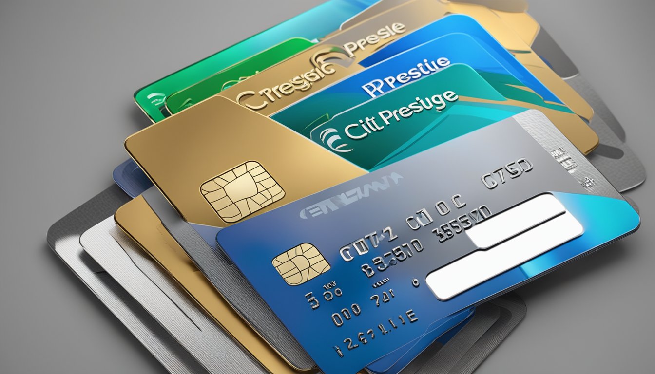 A sleek, modern credit card stands out among other premium cards, with the words "Citi Prestige" prominently displayed