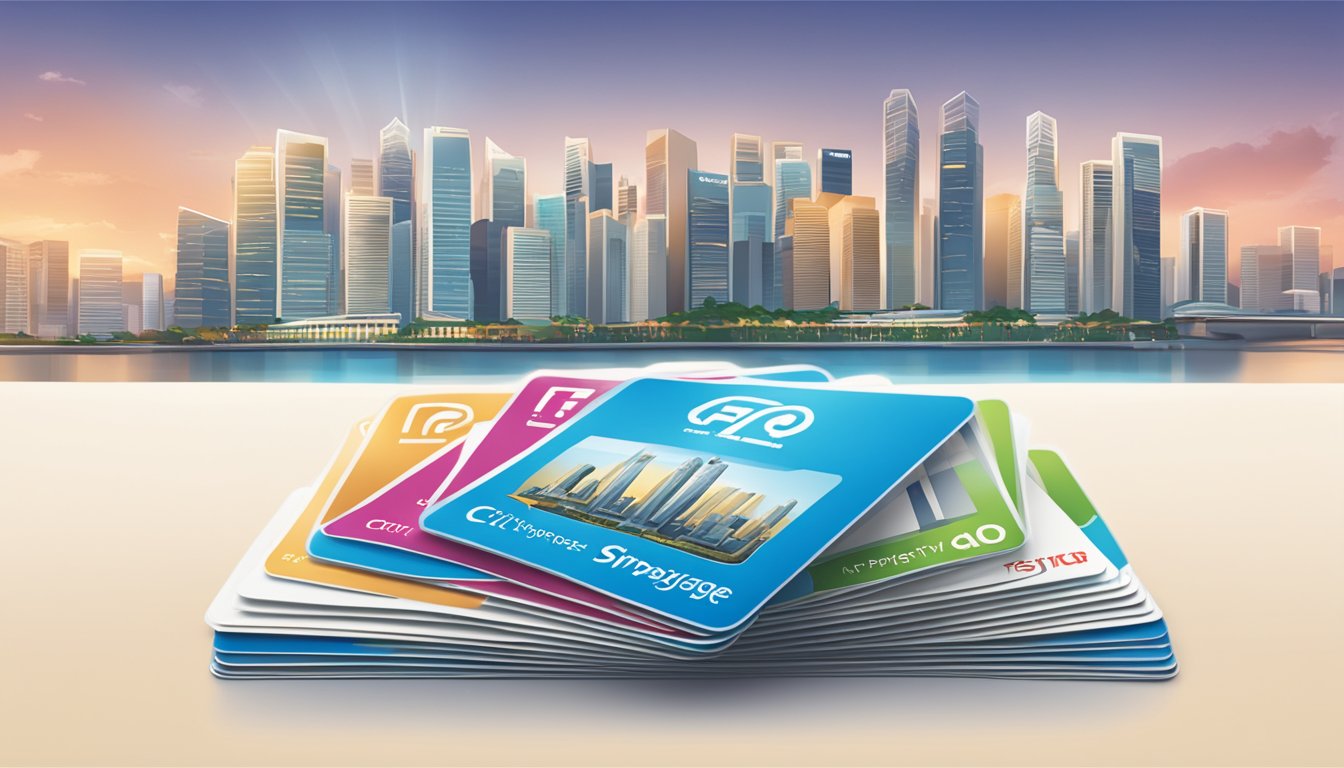 A stack of FAQ cards with Citi Prestige logo, set against a Singapore cityscape