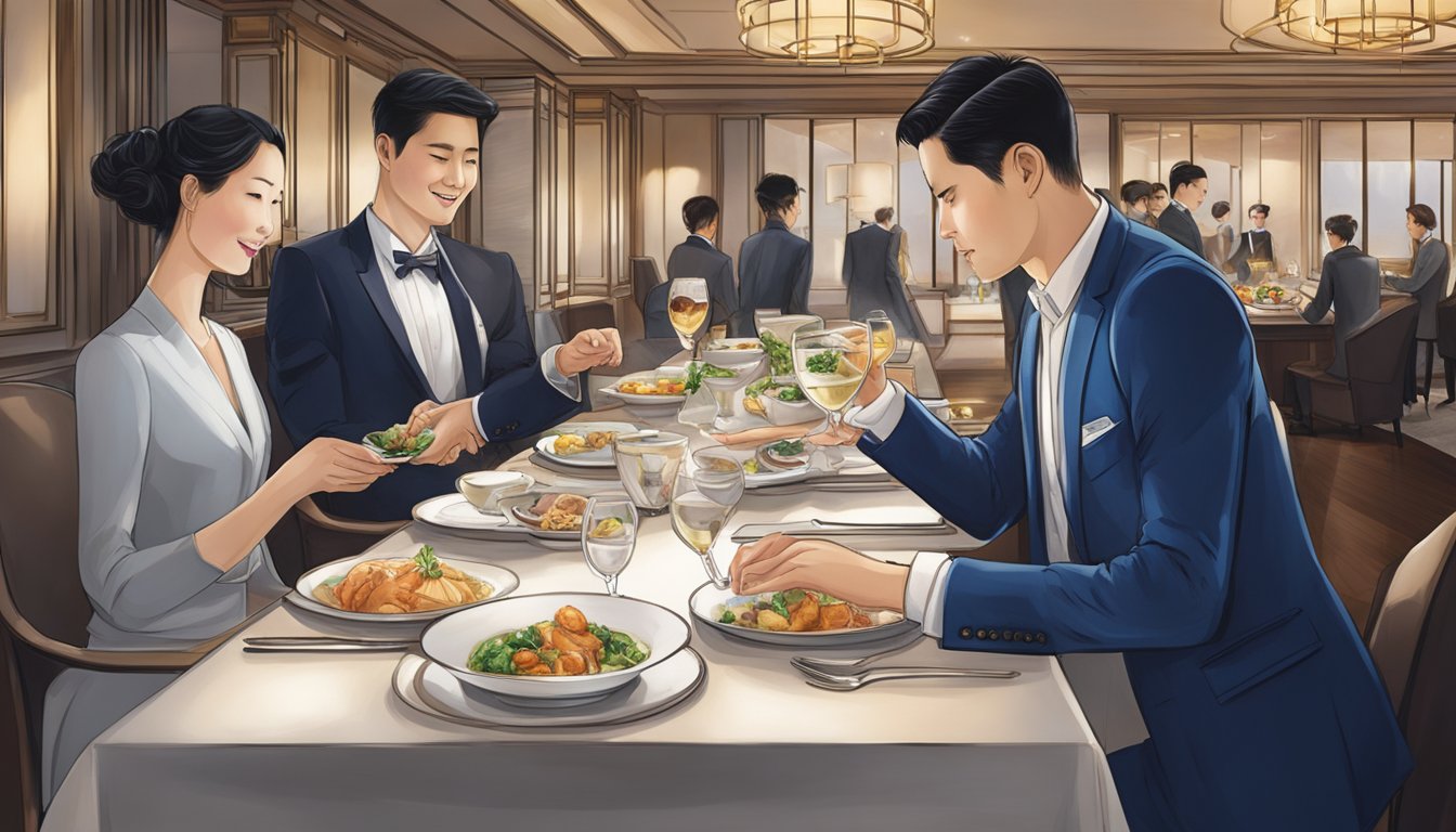 The Citi Prestige card is being used to pay for a luxurious dining experience in Singapore. The card management team is ensuring a seamless transaction