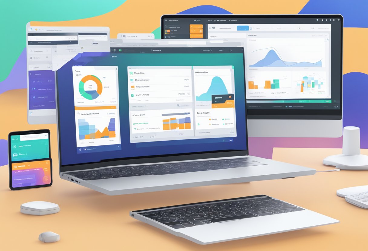 A laptop with Cloudways vs WPX dashboards side by side, with Cloudways showing a smooth, effortless user experience and WPX appearing more cumbersome