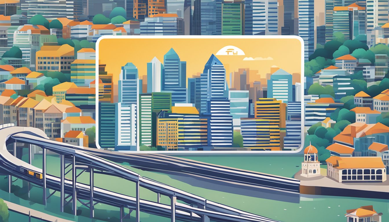 A stack of FAQ cards with the Citi SMRT logo, set against a Singapore cityscape backdrop