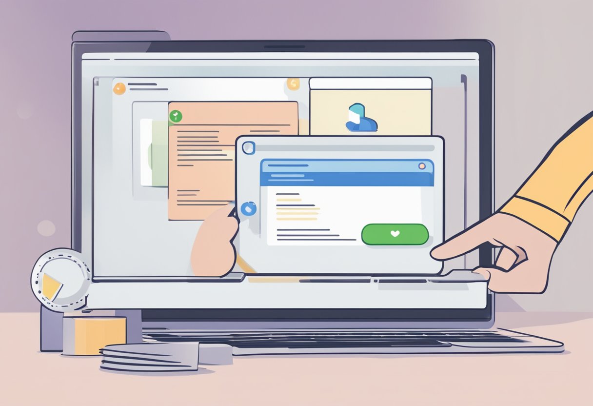 A hand hovers over a computer screen, clicking on the "download" option that appears after verifying basic requirements for Dropbox