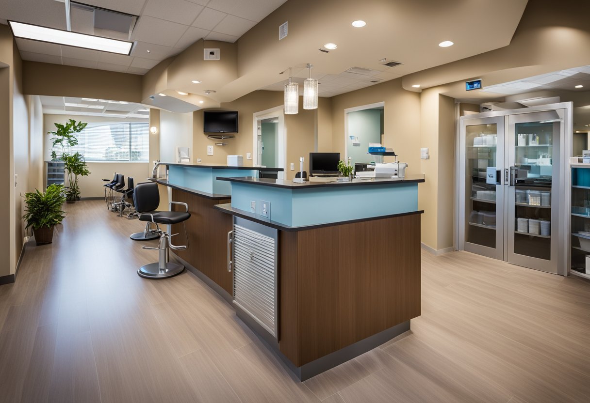 An emergency dentist in Phoenix, Arizona offers services in a modern clinic setting with dental equipment and a welcoming reception area