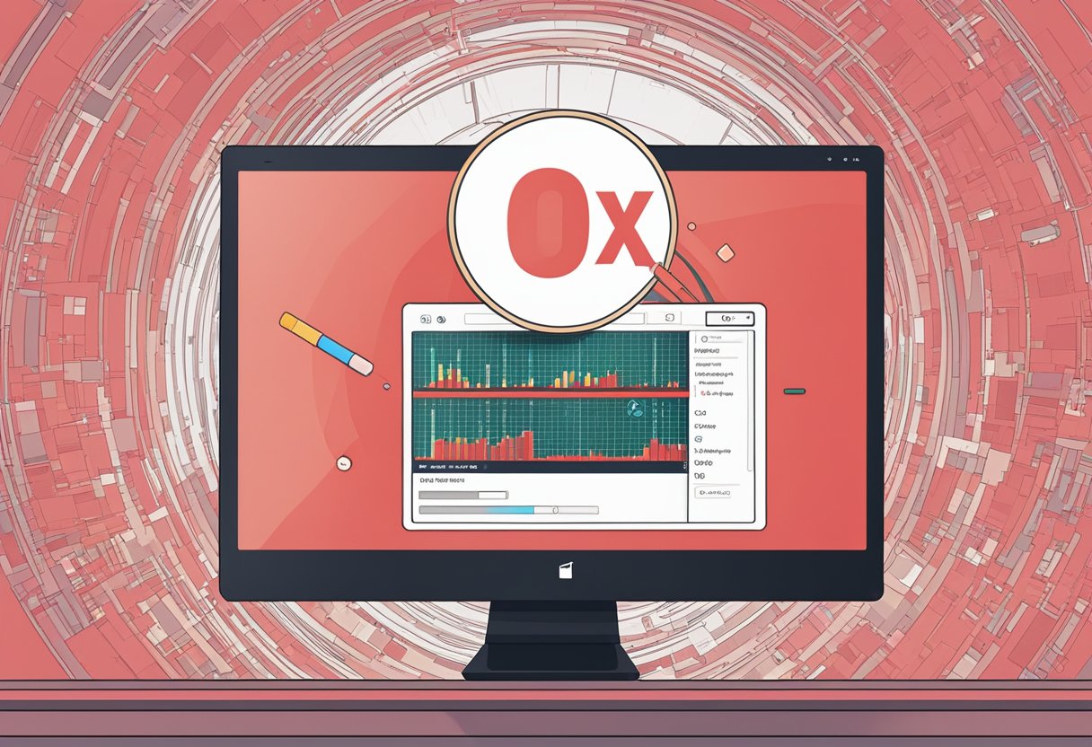 A computer screen displays the error code 0x803fb107 on the Windows Store interface. A red exclamation mark alerts the user to the issue